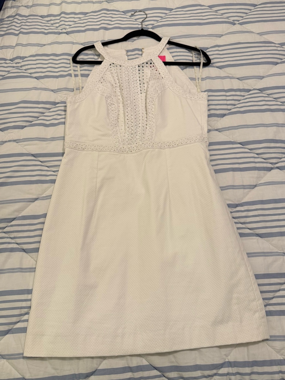 Lilly Pulitzer White Eyelet Halter-Style Shift Dress